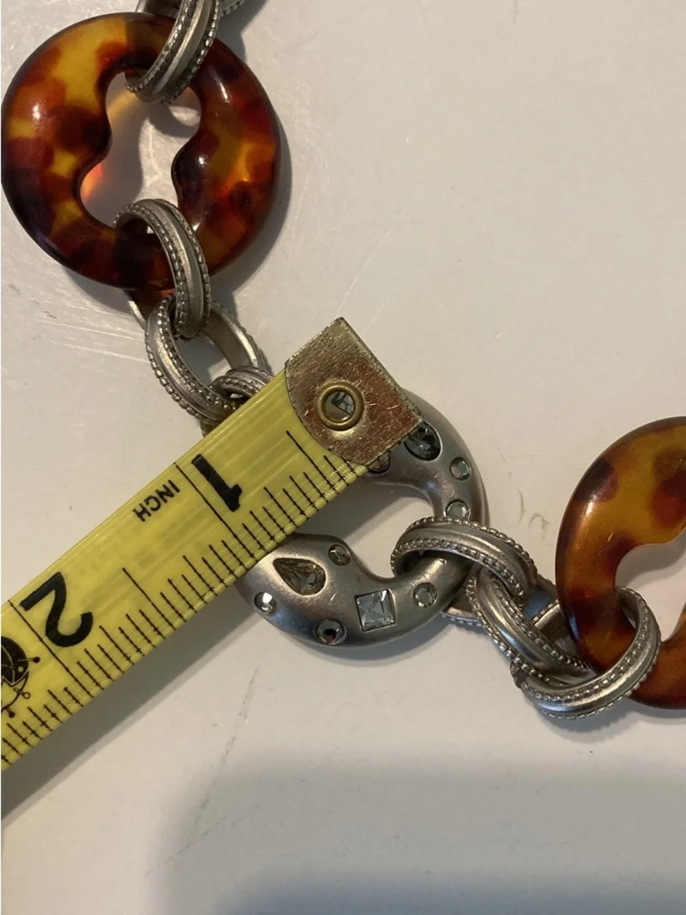 Chico's chunky tortoiseshell necklace with silvertone links